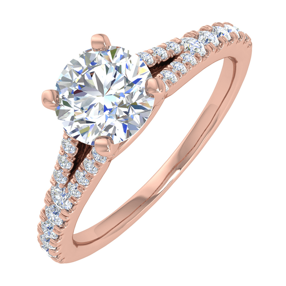 0.55 Carat Prong Set Solitaire Diamond Engagement Ring Band in 14K Rose Gold (Ring Size 8)