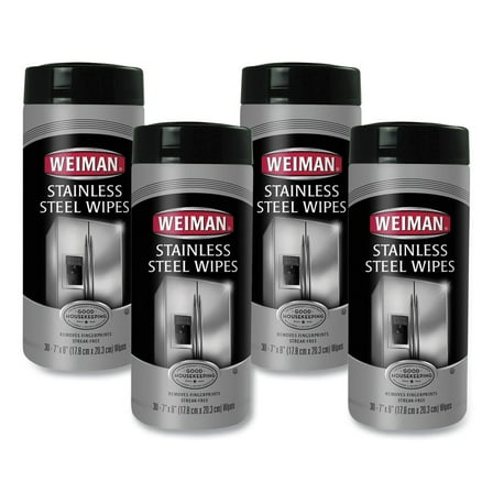 WEIMAN 92CT 1-Ply 7 in. x 8 in. Stainless Steel Wipes - White (4/Carton)