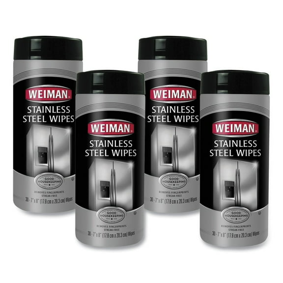 WEIMAN 92CT 1-Ply 7 in. x 8 in. Stainless Steel Wipes - White (4/Carton)