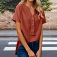 thumbnail image 3 of T Shirts for Women 2026 Summer Linen Lightweight Short Sleeve V Neck Loose Business Casual Office Work Tshirt Blouse, 3 of 6