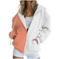 thumbnail image 1 of Timegard Zip up Hoodies for Women Long Sleeve Color Block Sweatshirts Fall Winter Loose Comfy Jacket, 1 of 5