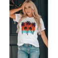 thumbnail image 4 of ABPHQTO Camiseta gráfica de manga corta con estampado de bloque de color de planta blanca para mujer, 4 of 5