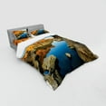 thumbnail image 3 of Ambesonne Nature Bedding Set 3 Pcs, River Between Cliffs, Twin XL, Blue Orange, 3 of 3