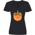 thumbnail image 3 of Inktastic Pumpkin Unicorn for Halloween and Thanksgiving Women's V-Neck T-Shirt, 3 of 5