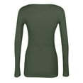 thumbnail image 4 of ASDFVBKG Womens Shirts Comfortable Scoop Neck Ribbed Knit Long Sleeve Tops Tunic Y2k Slim Fit Base Layers Dressy T Shirts Army Green 2XL, 4 of 4