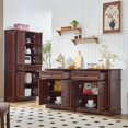 thumbnail image 6 of Farmhouse Storage Cabinet with 2 Doors and 1 Drawer, Adjustable Shelf, Freestanding Kitchen Pantry Cabinet, Modern Buffet Sideboard Coffee Bar Cabinet Living Room Bathroom Dining Room Cherry, 6 of 16