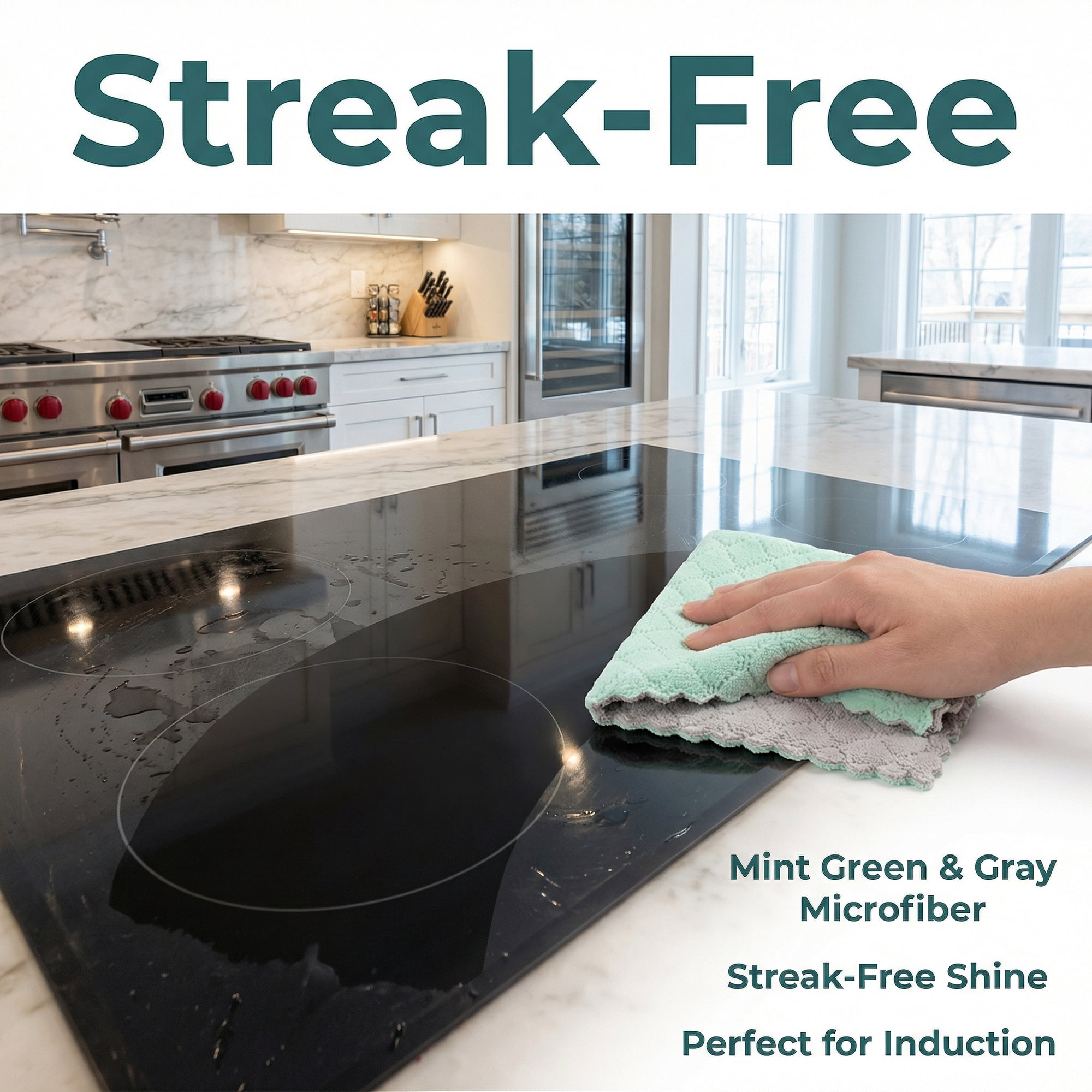 Unique Bargains 6 Pack Absorbent Microfiber Towels Green Grey/Pink Blue 10"x10"/12"x12"