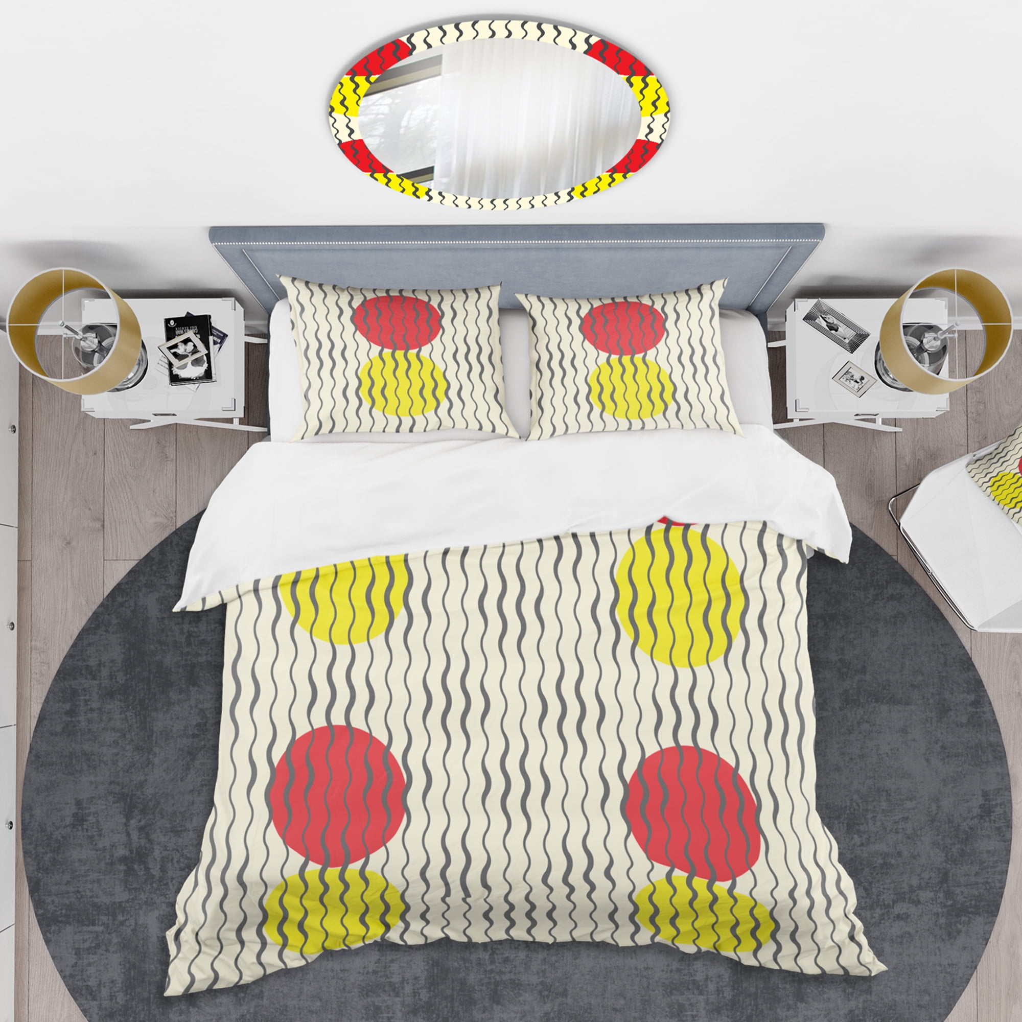 Designart 'Wave Pattern' Mid-Century Modern Duvet Cover Set