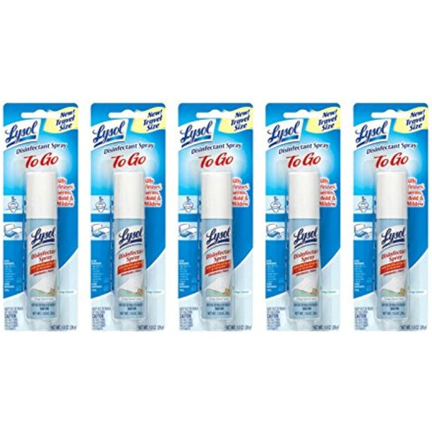 Lysol Disinfectant Spray To Go, Crisp Linen, 1 Ounce (Pack Of 5