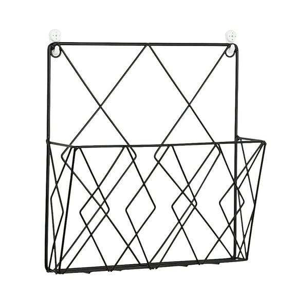 Taicans Metal Wire Wall Mounted Magazine Holder,Wall Mounted Magazine File Rack Organizer,Hanging Document Rack,Gold Wire Wall Book Rack Magazine Shelf(Black)