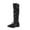 Black, variant on DeHolifer Women Knee High Boots Square Toe Pull On Long Boots Suede Slouch Low Heel Dress Boots Pleated Knee High Tall Boots