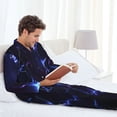 thumbnail image 6 of Fuzoiu Blue thunder bolt light Print Men's Long-Sleeved Pajama,Lounge Button Down Nightwear,Mens Notch Collar Pajama Set-Medium, 6 of 7