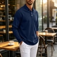 thumbnail image 6 of Hearthz Mens Big and Tall Polo Shirts Soft Breathable Moisture Wicking Long Sleeve T Shirt Men Comfort Colors Collared Mens Golf Polo Shirts Navy XL, 6 of 9