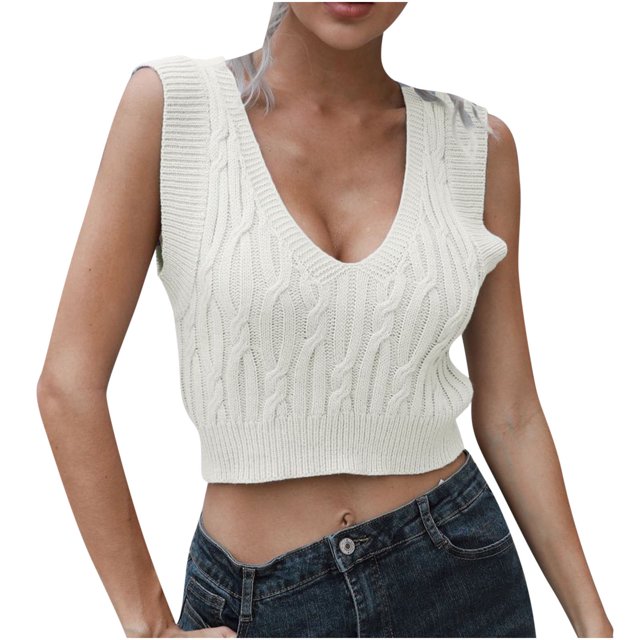 Chaleco corto con cuello en V para mujer Suéter Chaleco corto para mujer Ropa exterior Ropa interior Otoño e invierno Nuevo estilo Pompotops hdfakjf11291