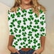 thumbnail image 1 of Xuyuer St. Patrick's Day Womens Fashion 3/4 Sleeve Round Neck Casual Cute T Shirts Shamrock Printed Graphic Tunic Blouses Tee Casua Basic Business Work Tops, 1 of 5
