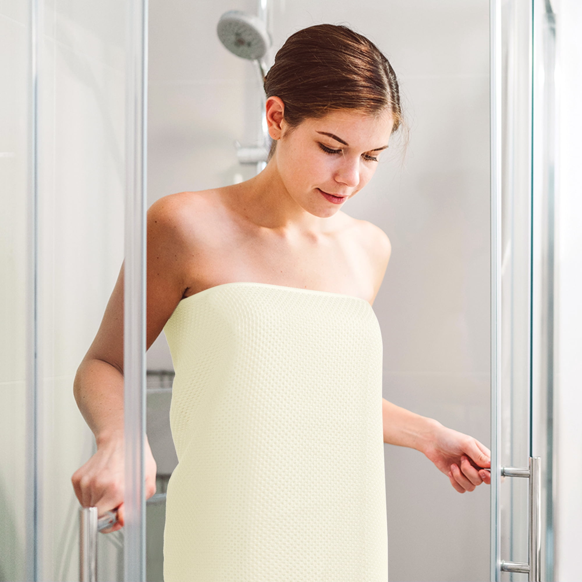 REGALWOVEN Waffle 2 Pack Cotton Bath Towel Set, Soft, Highly Absorbent, Quick Drying Towels for Bathroom Beige 28" x 56"