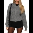 thumbnail image 1 of Suéter con Cremallera para Mujer, Cárdigan de Larga con Hombros Caídos y Cuello Redondo, Chaqueta Informal de Punto Holgada de Color Liso. Gris Oscuro M, 1 of 8