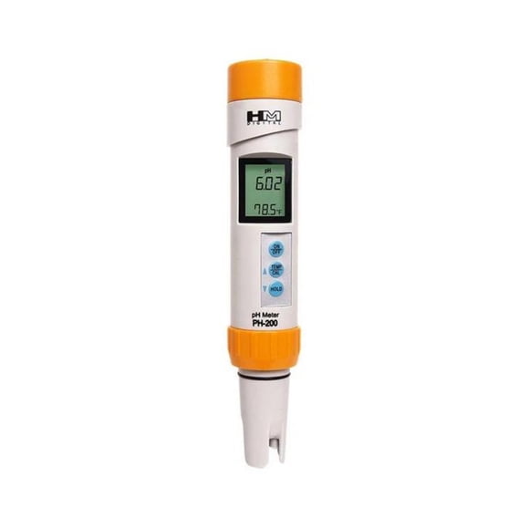 Medidor de pH HM Digital PH-200 resistente al agua, rango de pH de 0 a 14.00