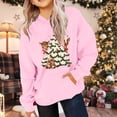 thumbnail image 2 of PMVFHDE Chandails à Capuchon et Chandails pour Filles Chandail Rétro de Noël avec Renne Haut Mignon Col Rond Chandail de Groupe Familial Tenue Preppy Rose, 3-4 Ans, 2 of 4