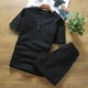 thumbnail image 2 of Conjunto de 2 piezas de camiseta de manga corta y pantalones cortos para niño, jersey con cuello en V, camisetas informales para playa y vacaciones, pantalones cortos, conjuntos ajustados para niño., 2 of 2