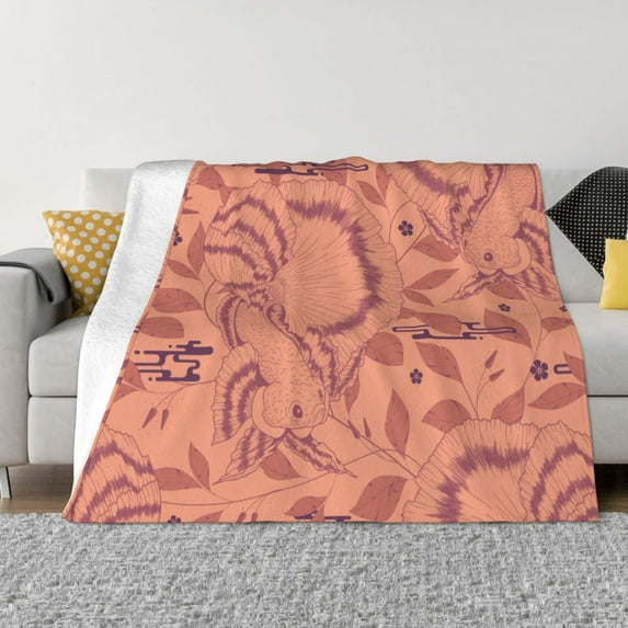 XMXT Throw Blanket, Cute Goldfish Print Machine Washable Blankets for Sofa, 60 x 50 inches
