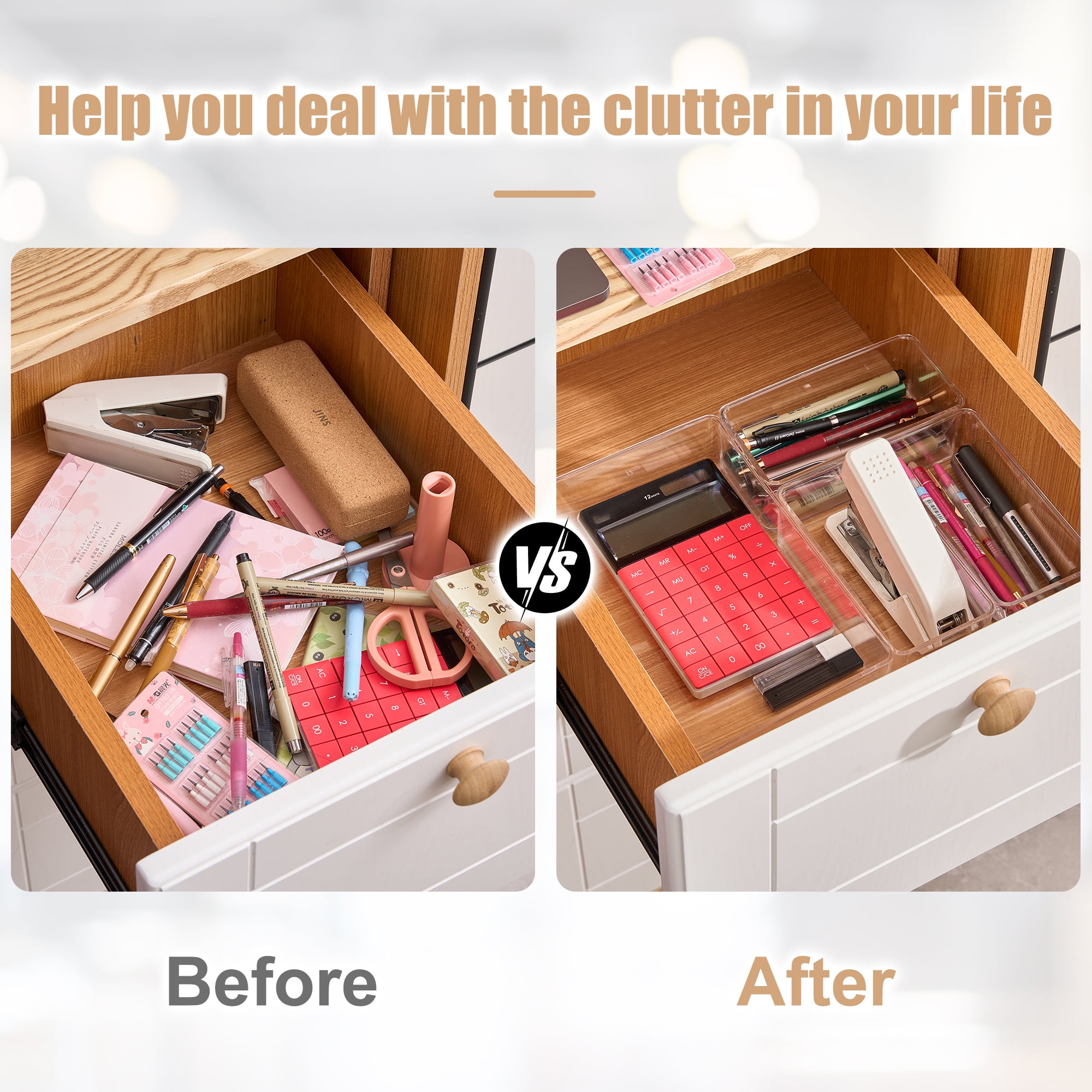 Sorbus Storage bin Drawer organizers for Office, Home, Desktop, Bathroom, Bedroom, and more (4-Piece Set)