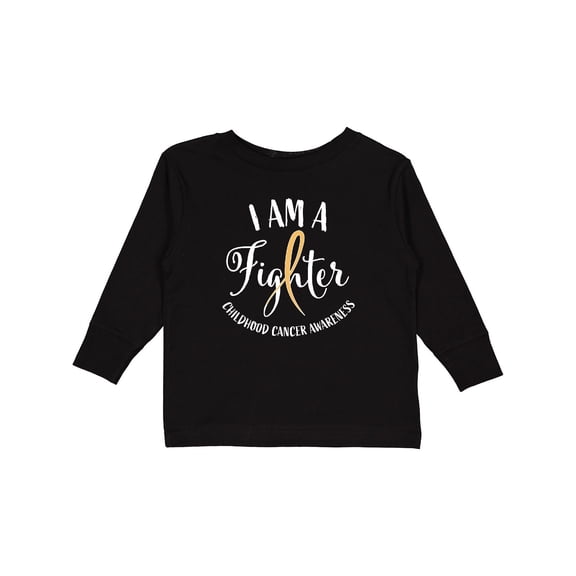 Inktastic I am a Fighter- Childhood Cancer Awareness Boys or Girls Long Sleeve Toddler T-Shirt