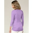 thumbnail image 4 of Made by Johnny Women's Deep V-Neck 3/4 Sleeve Slim Fitted T-Shirt Casual Cross Surplice Wrap Tops XL LILAC, 4 of 6