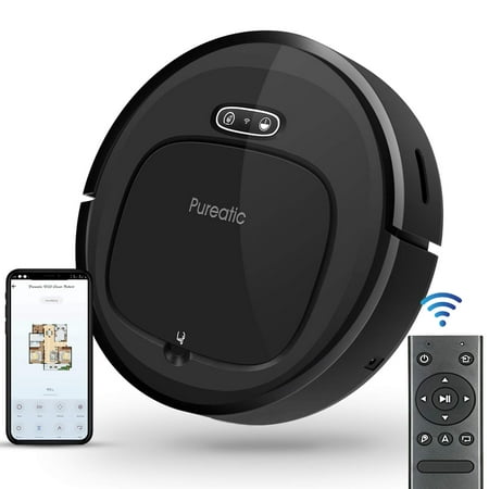 Pureatic V2S Robot Vacuum Cleaner with Smart Mapping, Dual Remote and App Control 1500PA Strong Suction, Wi-Fi Connected, Self-Charging, Good for Pet Hair, Low Pile Carpet, Hard Floors (V2S (Best Cache Cleaner App)