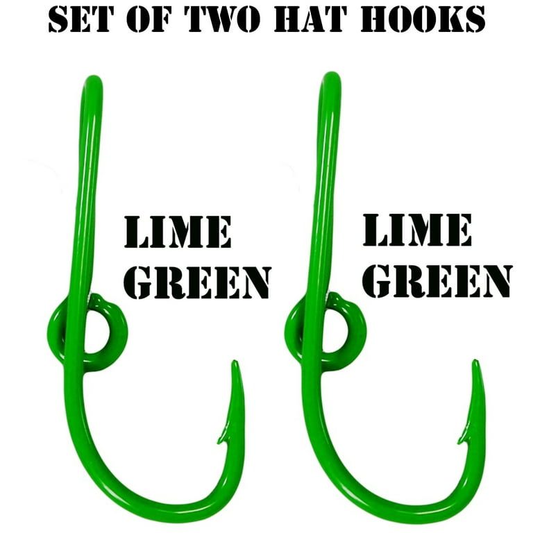 Custom Colored Eagle Claw Lime Green Hat Fish Hooks for Cap (Set of Two Hat  Hook pins) Two Lime Green Hat Hook Clip