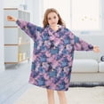 thumbnail image 5 of FORMRS Wearable Blanket Hoodie with Sleeves for Kids Cozy Flannel Sweatshirt, Watercolor Pink Marble Pattern, 5 of 7