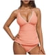 thumbnail image 2 of Traje de baño de bikini de verano para mujer, de color liso, con cojín en el pecho y sin soporte de acero, sin espalda, con tirantes, de nailon., 2 of 6