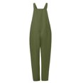 thumbnail image 6 of Women's Summer Cotton Linen Bib Overalls 2024,Linen One Piece Jumpsuits for Women Plus Size Casual Loose Dungarees Romper Baggy Wide Leg Playsuit with Pockets, 6 of 8
