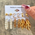 thumbnail image 1 of Juego de 6 pendientes de cadena de círculo de metal, personalidad creativa, pasadores de amor transfronterizos, pendientes de mariposa para mujer, adecuados para mujeres, 1 of 6