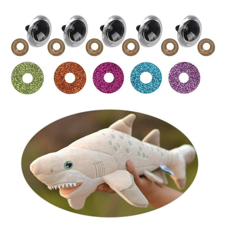 Pamtns Pack of 60 Safety Eyes Glitter 16-30 mm Plastic Animal Eyes for  Plug-In Doll's Eyes Colourful Eyes Teddy Eyes Plastic Safety Eyes for  Crochet