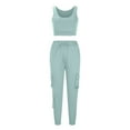 thumbnail image 5 of REORIAFEE Country Outfits for Women Beach Outfits Women Casual Summer Round Neck Sleeveless Tops Long Pants Suit Light Blue S, 5 of 7