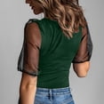 thumbnail image 3 of Lpmadey Women's Mesh Puff Sleeve Tops Sexy V Neck Sheer Short Sleeve Blouses Solid Color Slim Fit Casual Party Date Night T-Shirts, 3 of 5