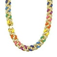 thumbnail image 3 of 16mm Mens Cuban Link Chain Hip Hop Rapper Necklace Rainbow Rhinestones Bracelet, 3 of 8