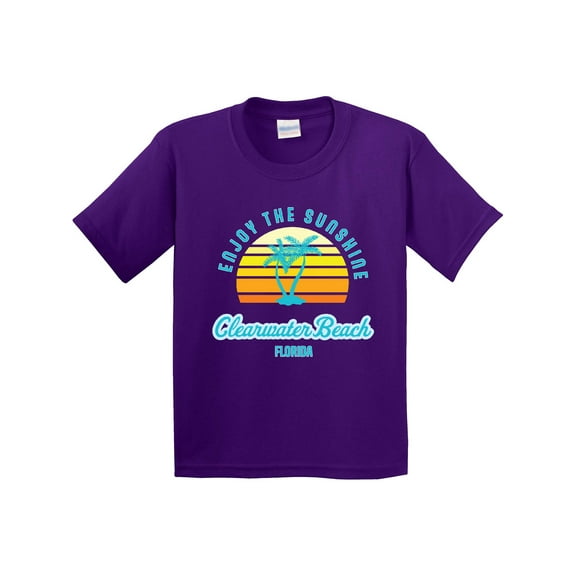 Inktastic Summer Enjoy the Sunshine Clearwater Beach Florida in Blue Youth T-Shirt