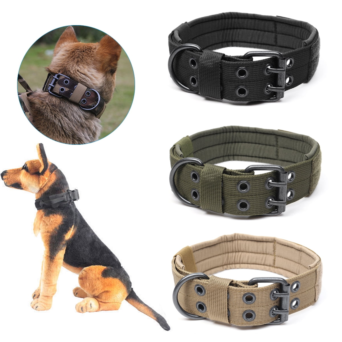 Grtsunsea XL Size 1000D Nylon Military Tactical Dog Collar with Metal