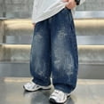thumbnail image 2 of JIAYUE Boys Casual Denim Pants Distressed Wide Leg Classic Loose Pocket Floor-Length Trousers Comfortable Spring Autumn Wear Versatile Jeans For Kids, 2 of 6