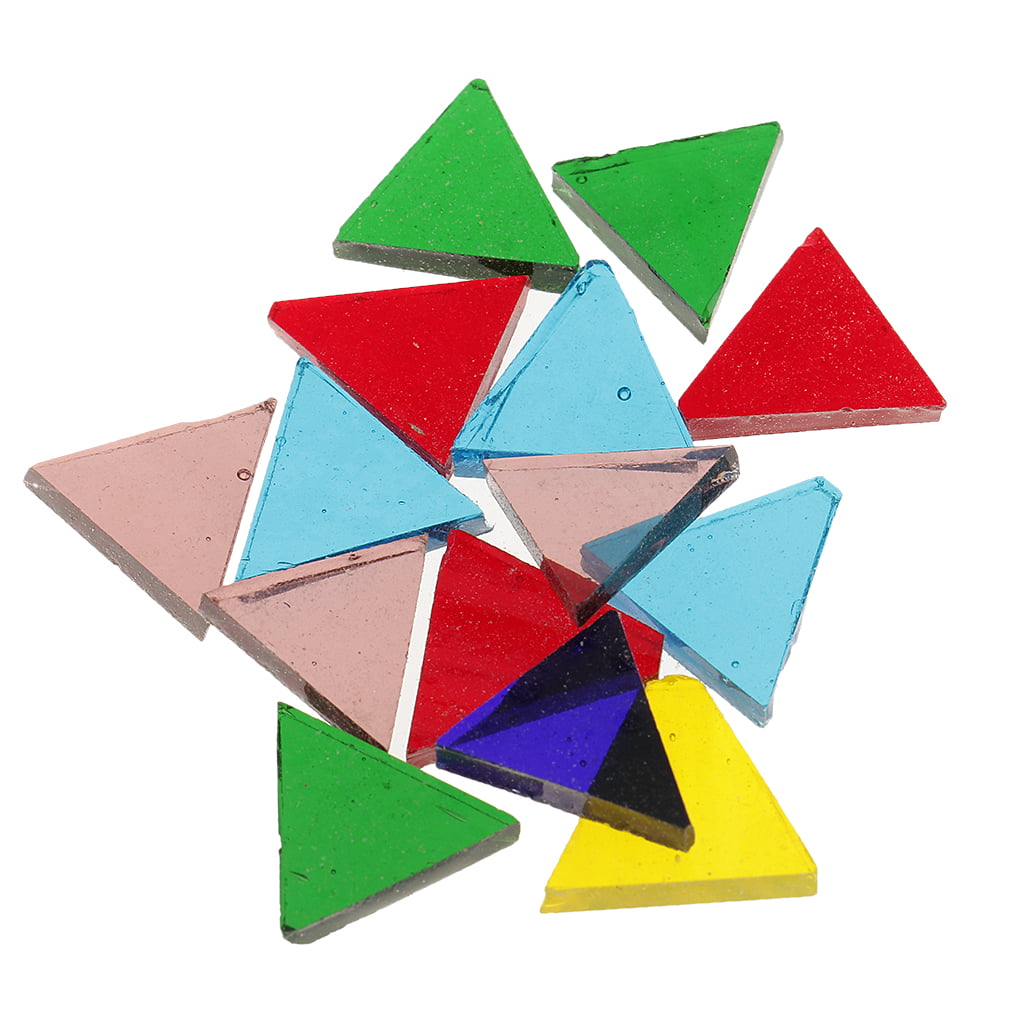 320g Mixed Color Clear Triangle Rhombus Glass Mosaic Tiles Piece for Craft 