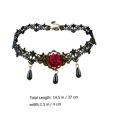 thumbnail image 2 of Collar de Halloween con gargantilla de rosas, collar de encaje con cuentas de cristal, colgante, cadena para el cuello, 2 of 6