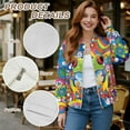 thumbnail image 6 of Xixirimido Women's Casual Jacket Lightweight Bomber Jackets with Pockets Windbreaker Zip-up Varsity Jackets Fall Outerwear, Hippie Flower Frog, 3X-Large, 6 of 7