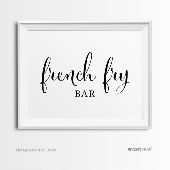 French Fry Potato Bar Formal Black & White Wedding Party Signs