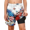thumbnail image 2 of Afuyipoi Independence Day Shorts for Boys Size 10-12,Double Layer Patriotic Print Side Pockets Elastic Waist Swim Trunks, 2 of 8