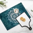 thumbnail image 4 of BaHomeck placemats Set of 4 rectangle Linen Cotton Placemats for Dining Table Washable Heat Resistant,18*12inch,Mandala Design With White Flower On Teal Background, 4 of 4