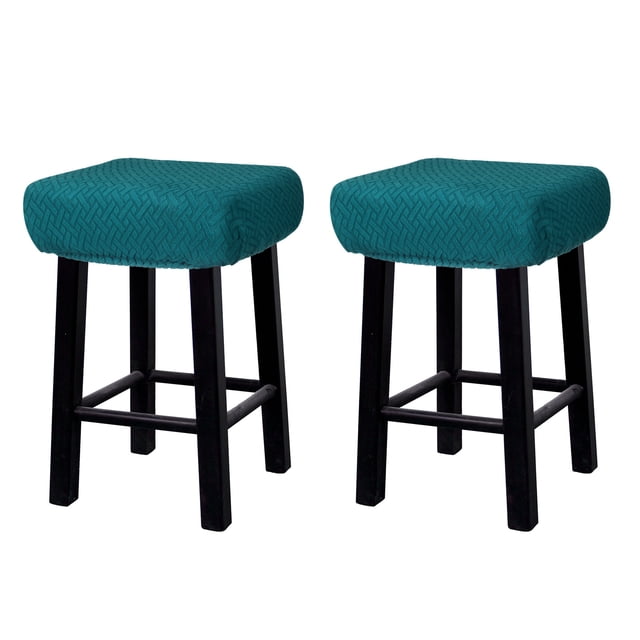 2pcs Fundas para Taburetes Rectangulares, Fundas para Taburetes de Bar, Funda para Asiento de Silla de Banco de Madera Cian Oscuro