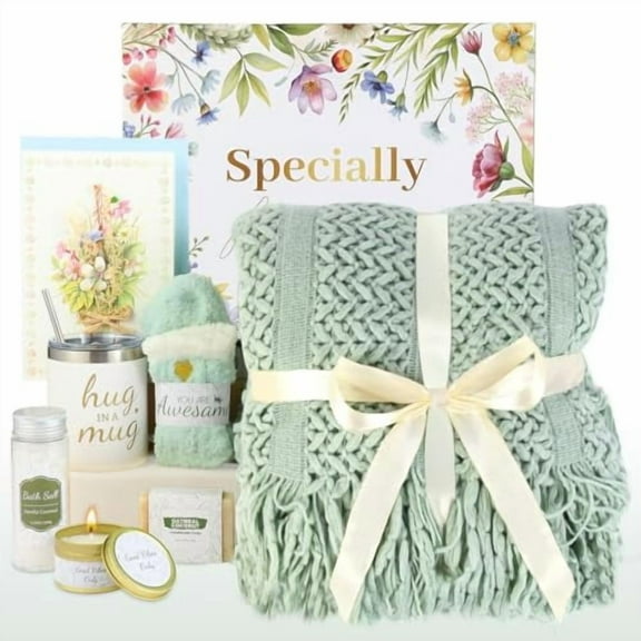 Self care gift set for women includes luxury blanket for spa and sympathy gifts.