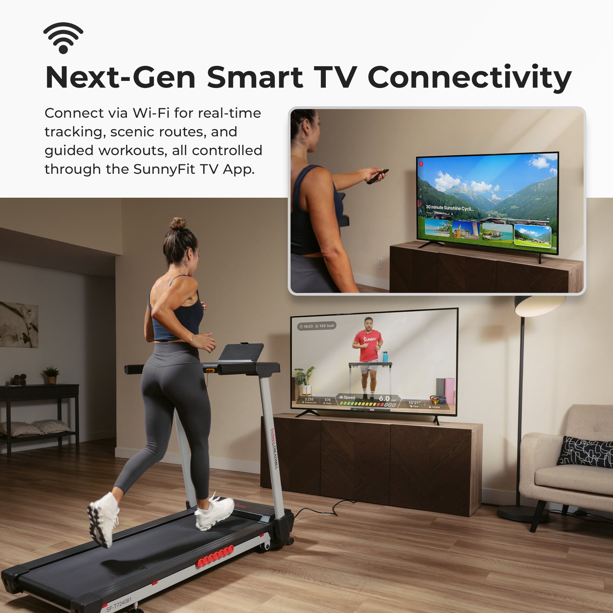 Sunny Health & Fitness Pace 500 Smart Auto Incline Treadmill - SF-T724081
